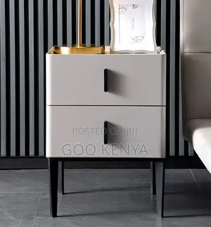 Home Bedside; Compact Two-Drawer MDF Wood Nightstand for Home