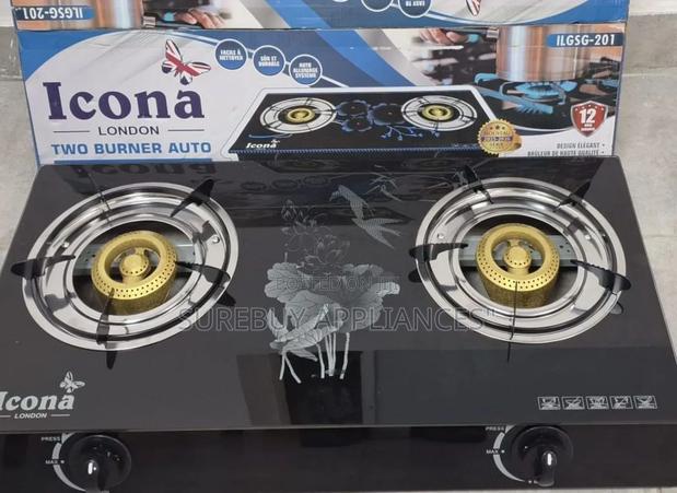 Icona Glass Top 2-Burner Gas Cooker – Modern Design, Powerful
