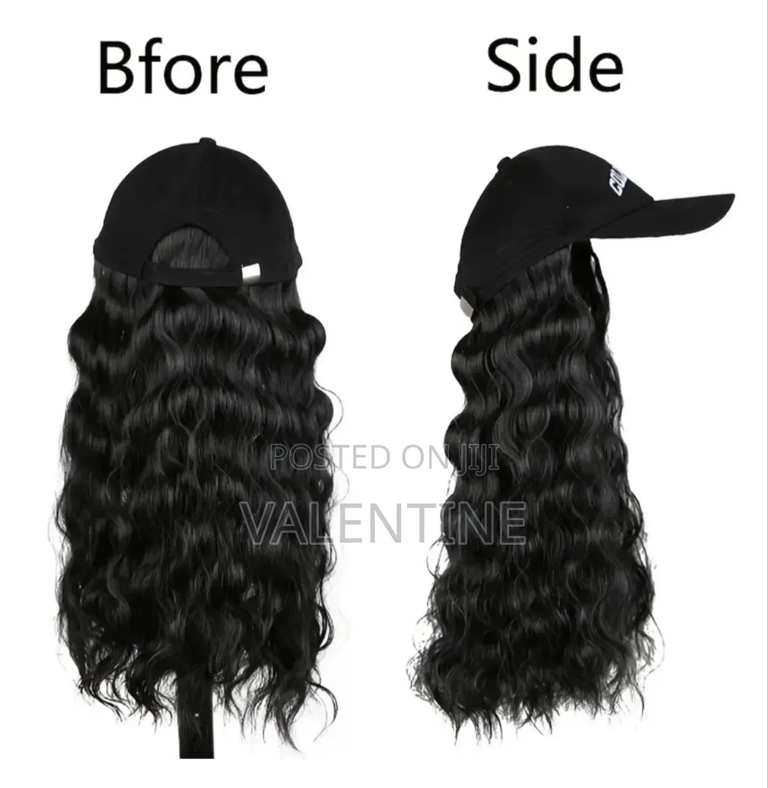 Women's Curly Wave Baseball Cap Wig, High Temperature Fiber