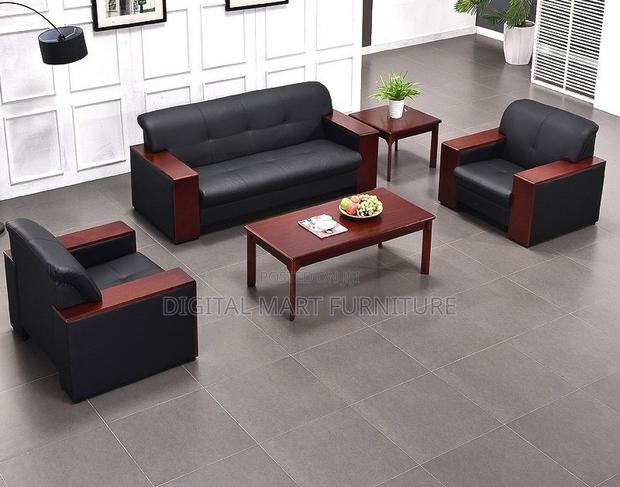 Black Modular Leather 5 Seater Couch - main view