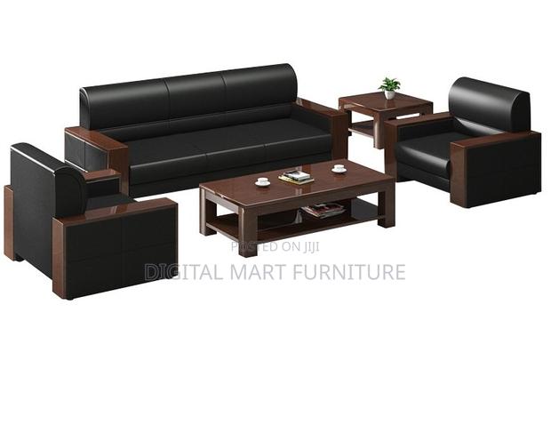 Black Modular Leather 5 Seater Couch - thumbnail 3