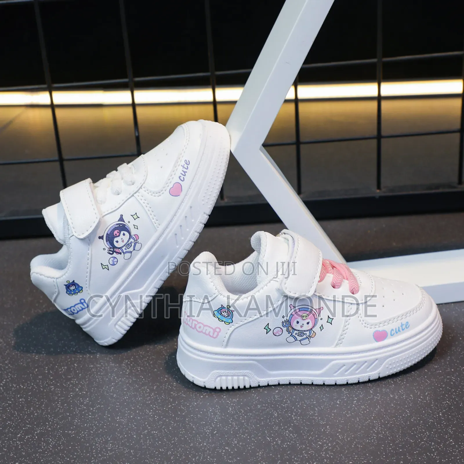 White" Pink Sneakers