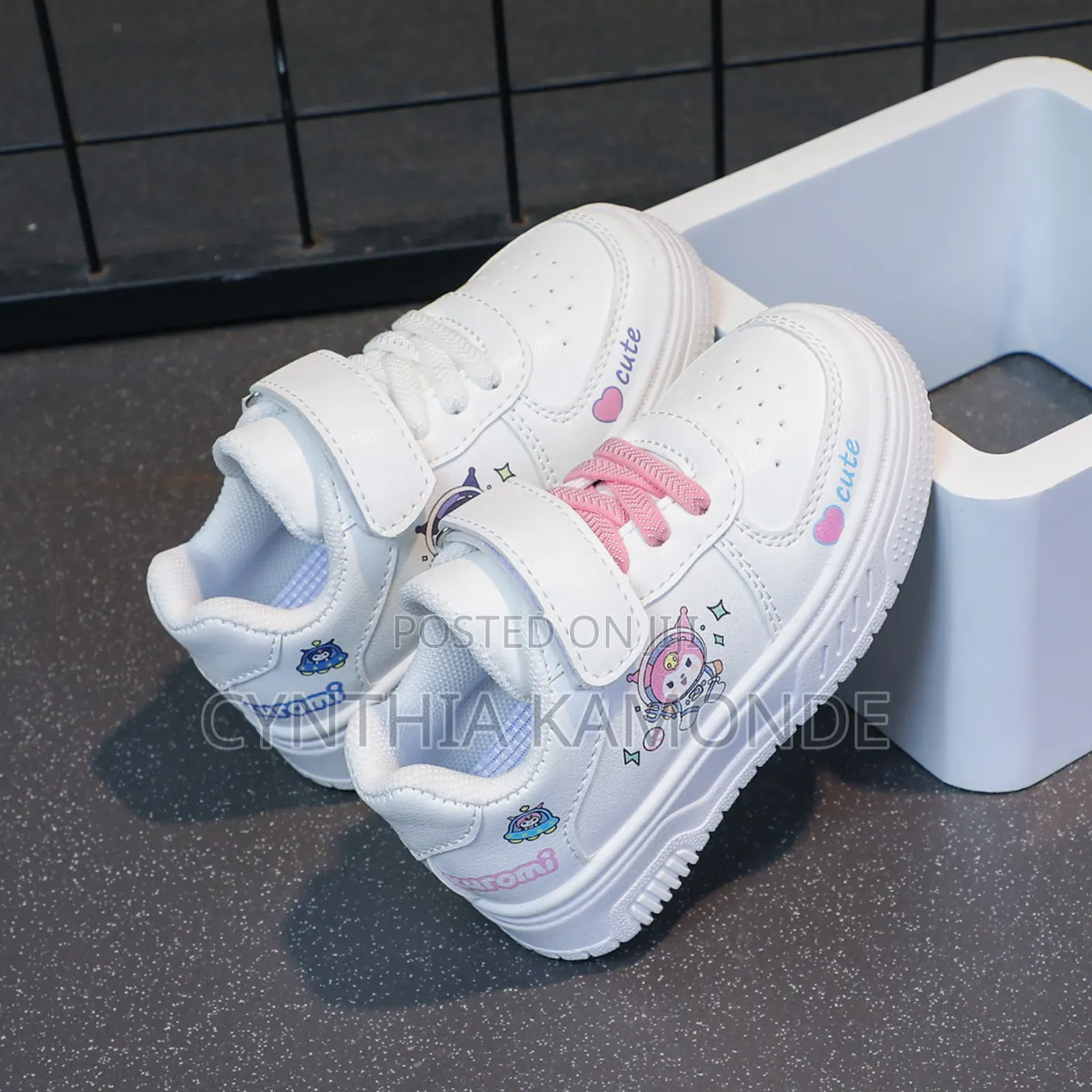 White" Pink Sneakers