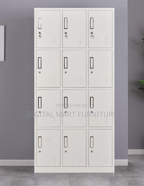 White Industrial 15 Locker Storage Cabinet - thumbnail 3