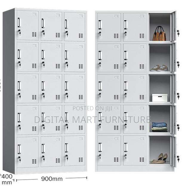 White Industrial 15 Locker Storage Cabinet - thumbnail 7
