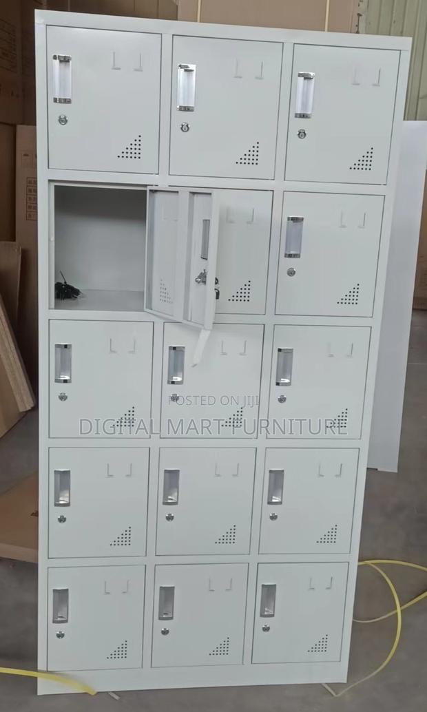 White Industrial 15 Locker Storage Cabinet - thumbnail 13