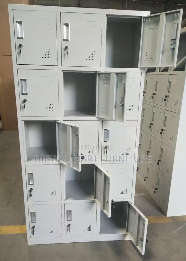 White Industrial 15 Locker Storage Cabinet - thumbnail 14