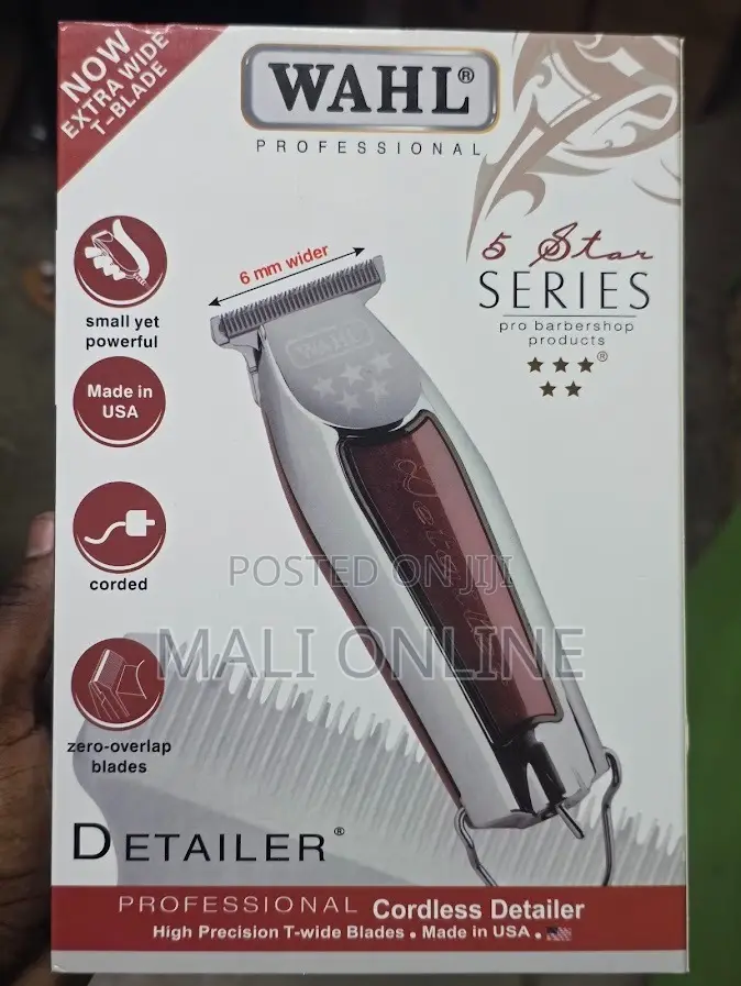Wahl Cordless Detailer Trimmer Extra Wide T-Blade Powerful Motor