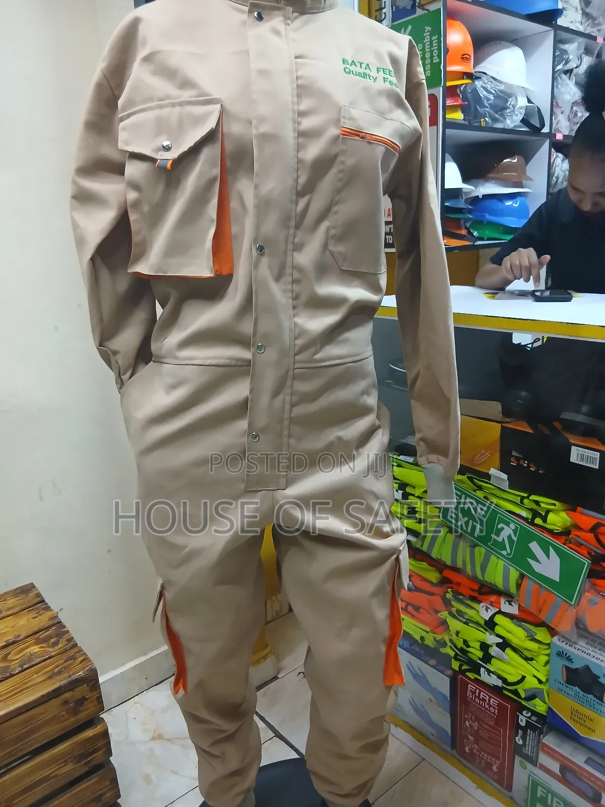 Khaki Beige With Orange Pockets