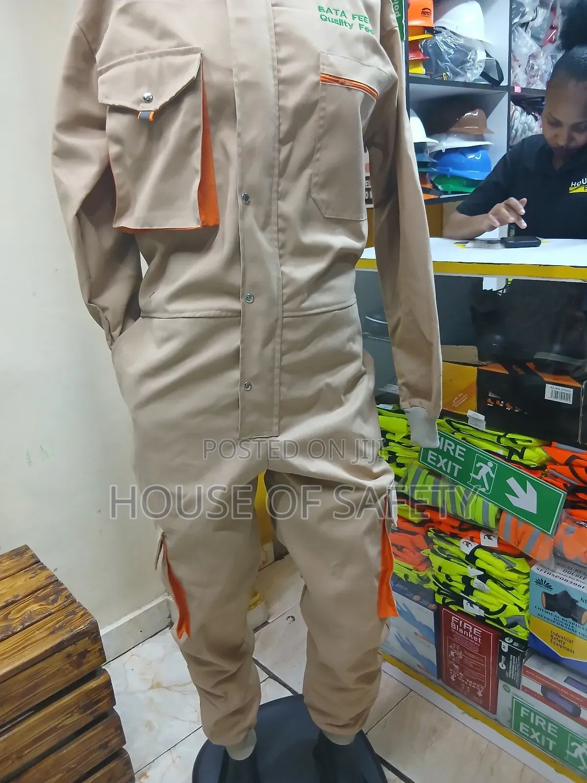 Khaki Beige With Orange Pockets
