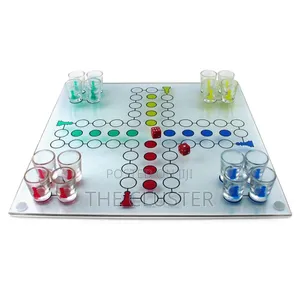 4 Cups Glass Drinking Ludo Game