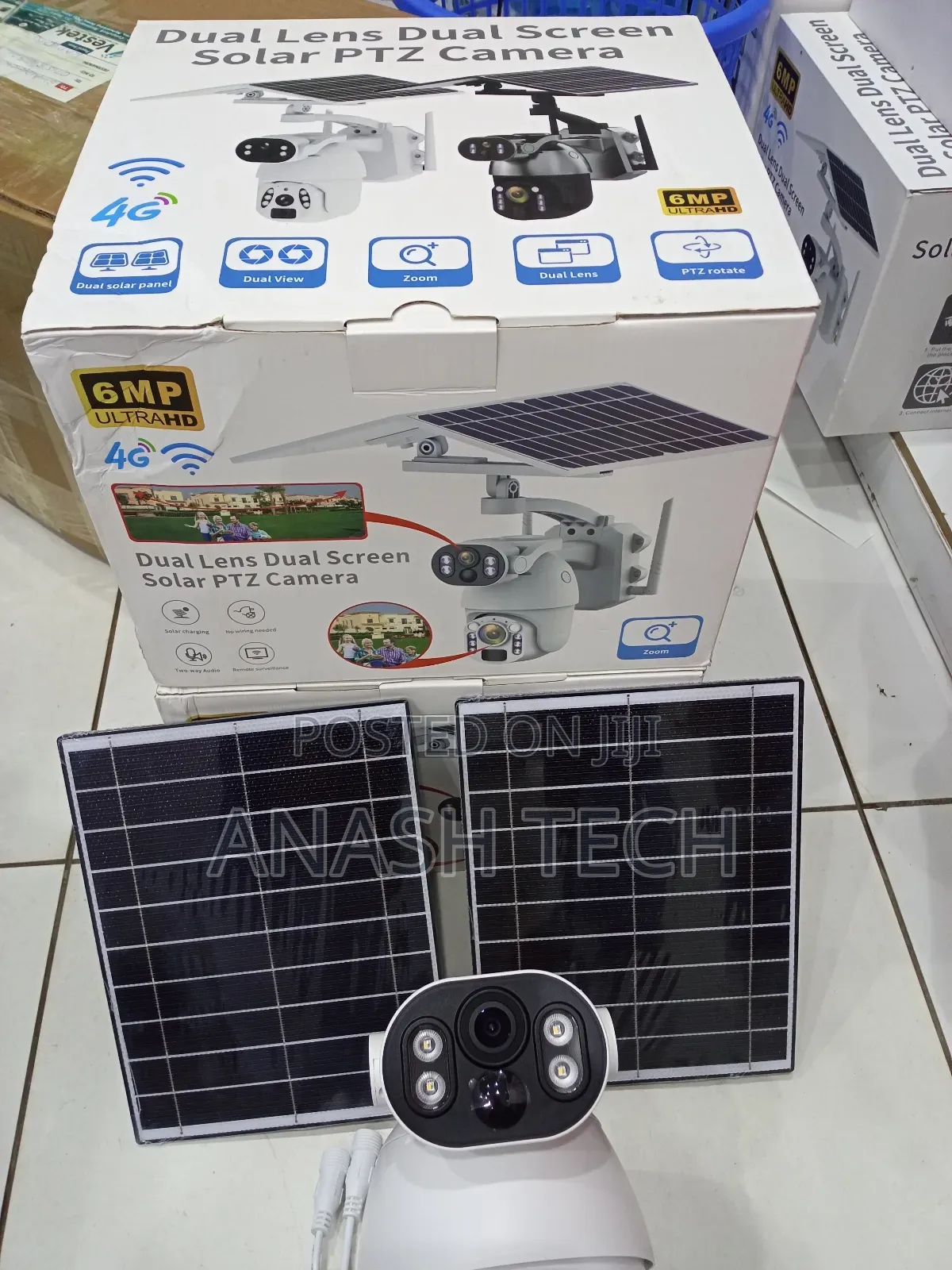 4g 6mp Ubox Dual Lens Dual Screen Solar PTZ Camera With Simcard Slot