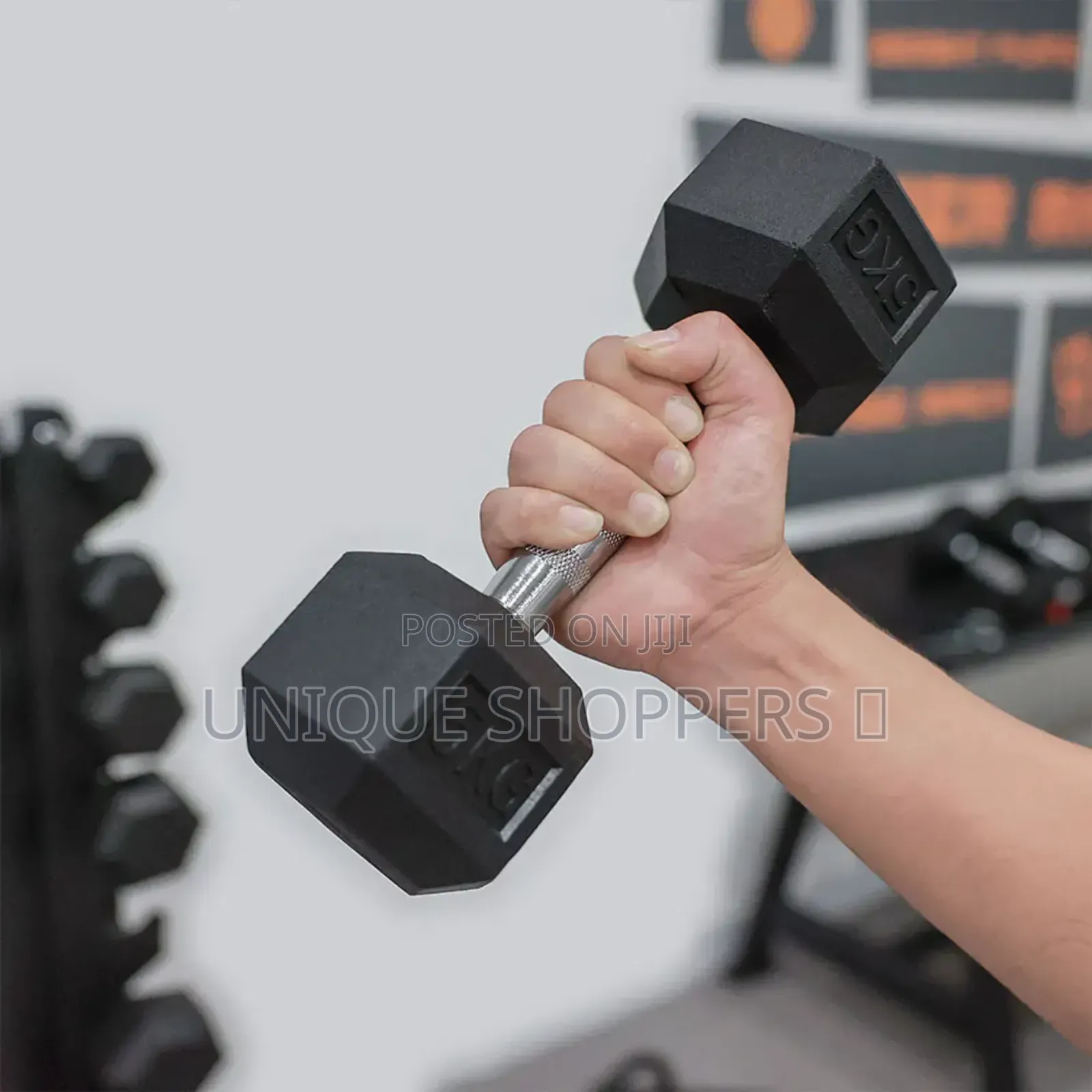 Hexagonal Plastic Coated Dumbbells - 5kgs Weight