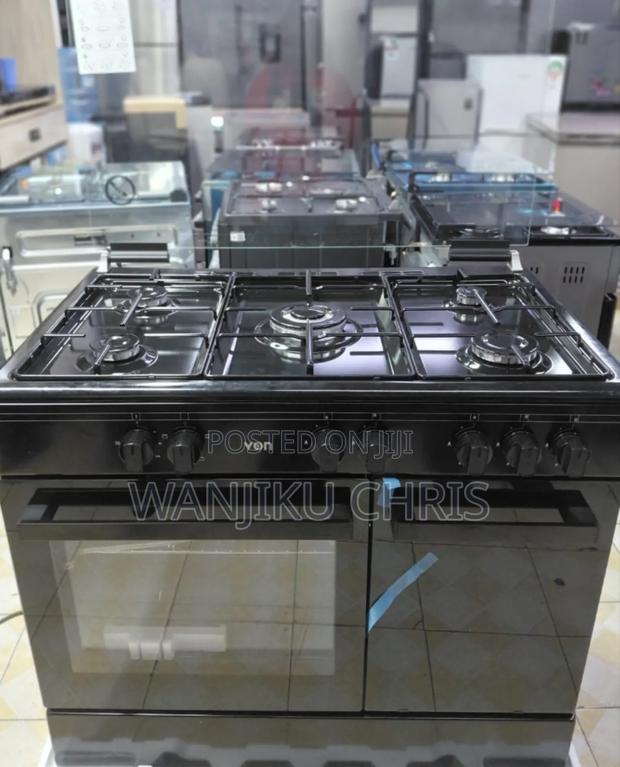 5 Gas Burners, Enamel Pan Support With Electric Oven