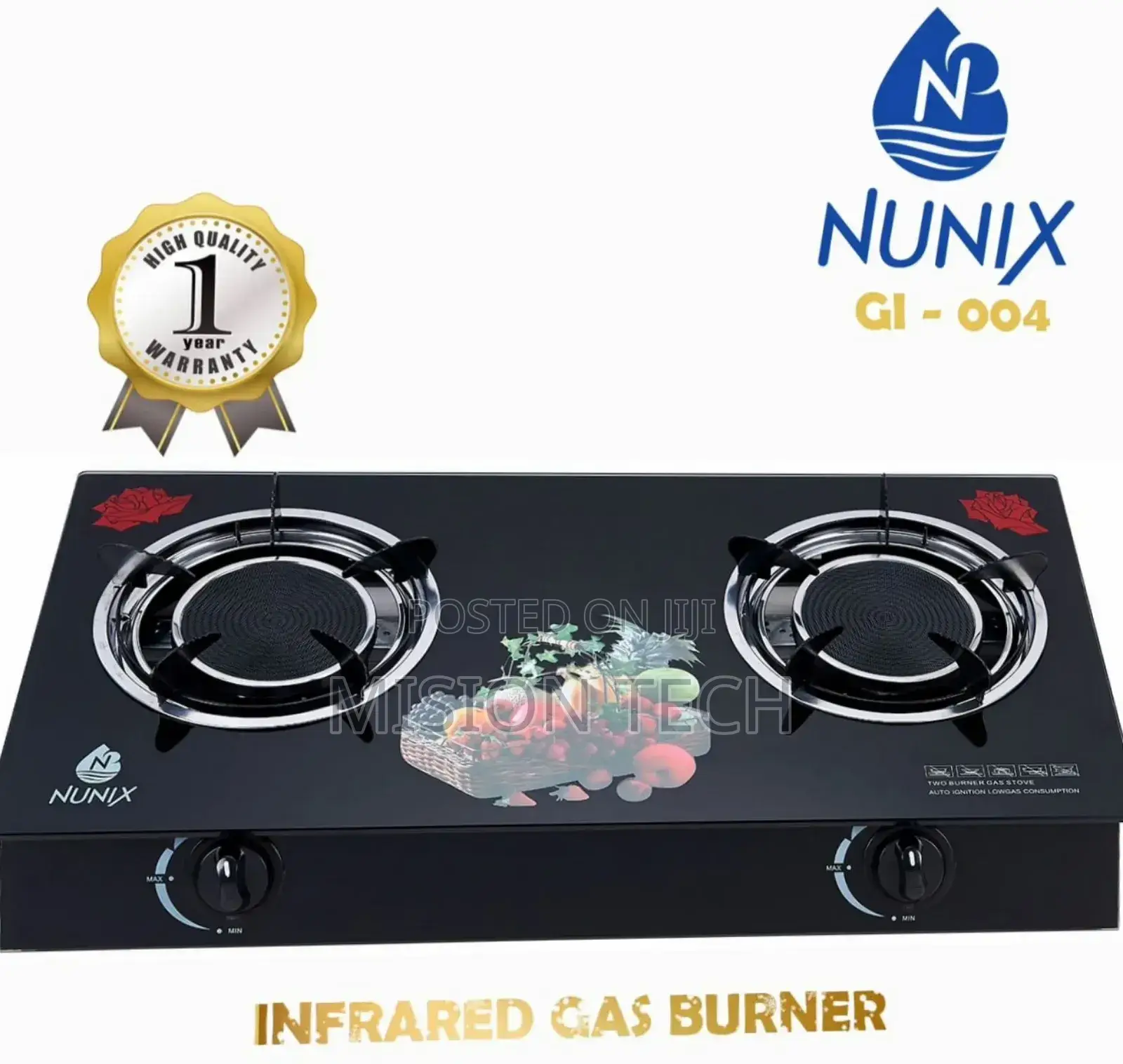 Nunix Infrared 2 Gas Burner Gi004 Black