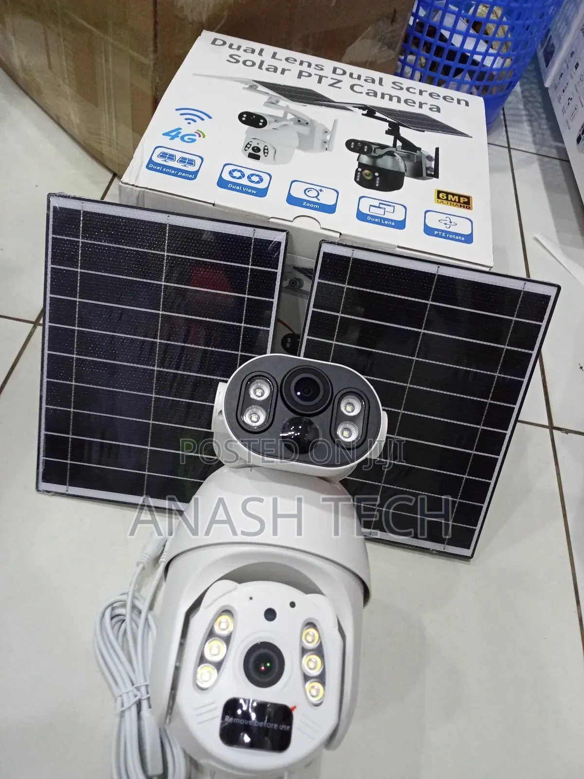 Simcard 4g 6mp Ubox Dual Lens Screen Solar PTZ Camera Color Visio