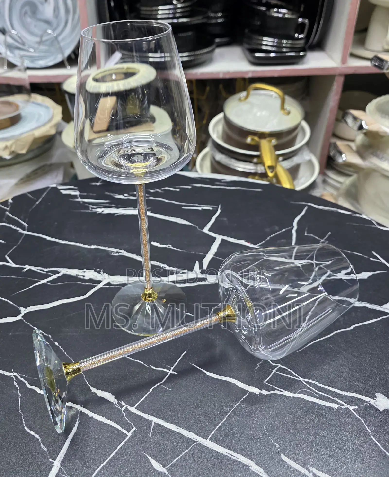 A Pair (2) 480 Ml Aesthetic Wine Crystal Wine Glasses.