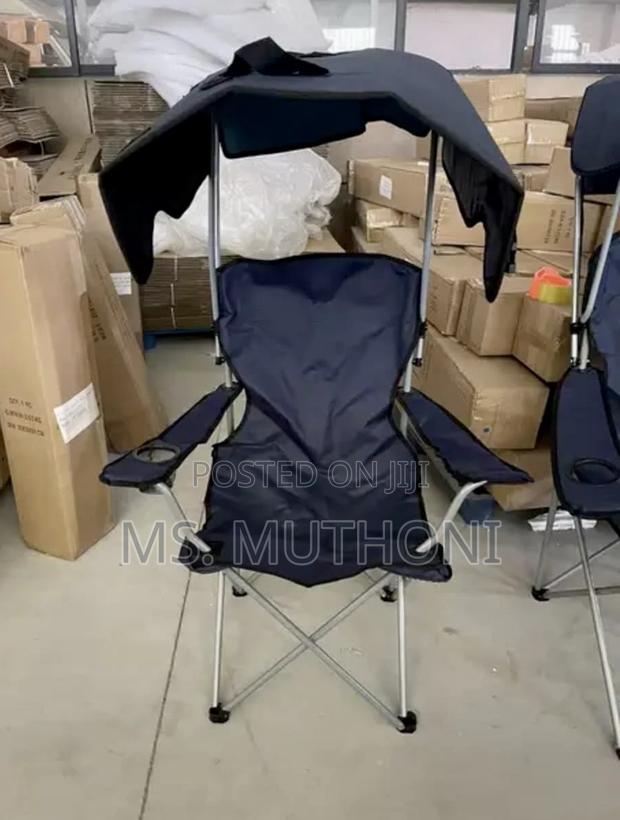 Portable Folding Camping Chair With an Integrated Sun Canopy. - main view