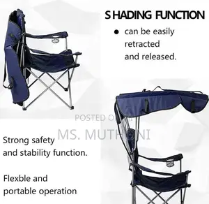 Portable Folding Camping Chair With an Integrated Sun Canopy.