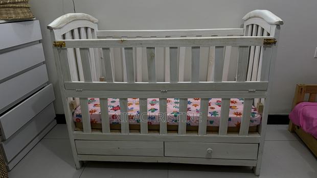 White Wooden Baby Cot – Co-sleeper + Storage - thumbnail 4