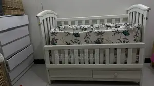 White Wooden Baby Cot – Co-sleeper + Storage
