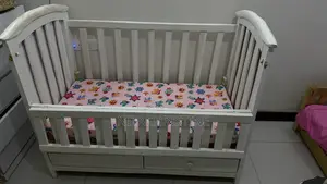 White Wooden Baby Cot – Co-sleeper + Storage