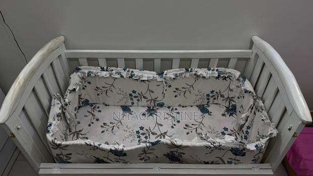 White Wooden Baby Cot – Co-sleeper + Storage - thumbnail 2