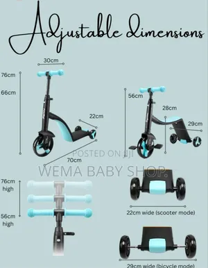 3-in-1 Kids Scooter and Bike (Scooter, a Balance Bike, and a Tricycle)