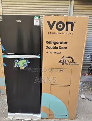 10 Years Warranty Von 334 Litres No Frost Double Door Refrigerator