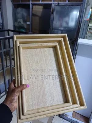 3 Piece Rectangular Bamboo Trays