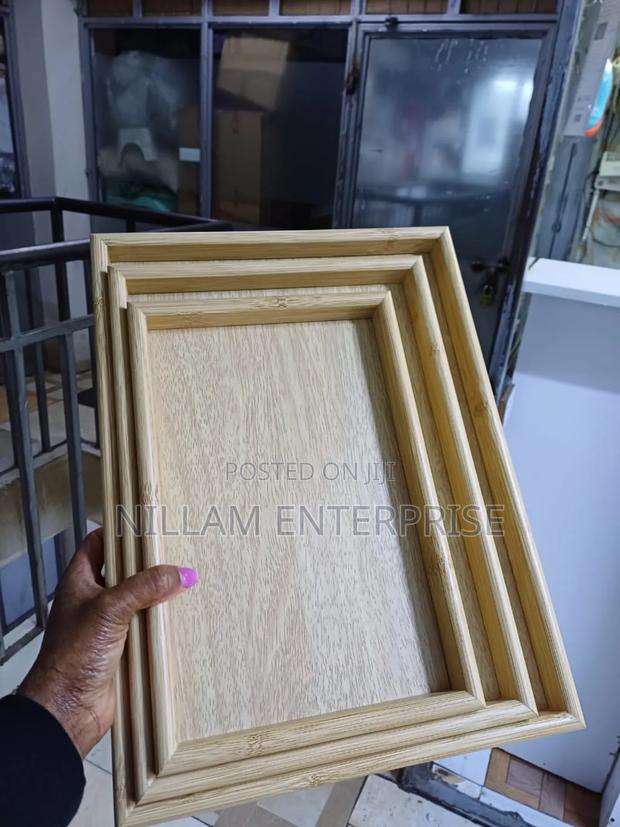 3 Piece Rectangular Bamboo Trays
