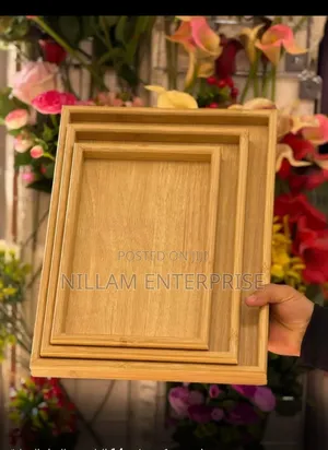 3 Piece Rectangular Bamboo Trays