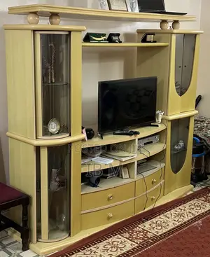 Tv Unit With Proper Shelving and Glass for Showpieces