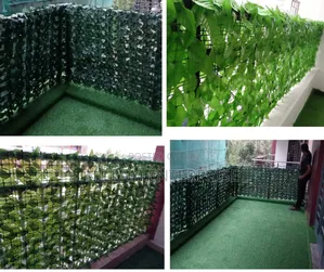 Artificial Dark Green and Light Green Privacy Fences