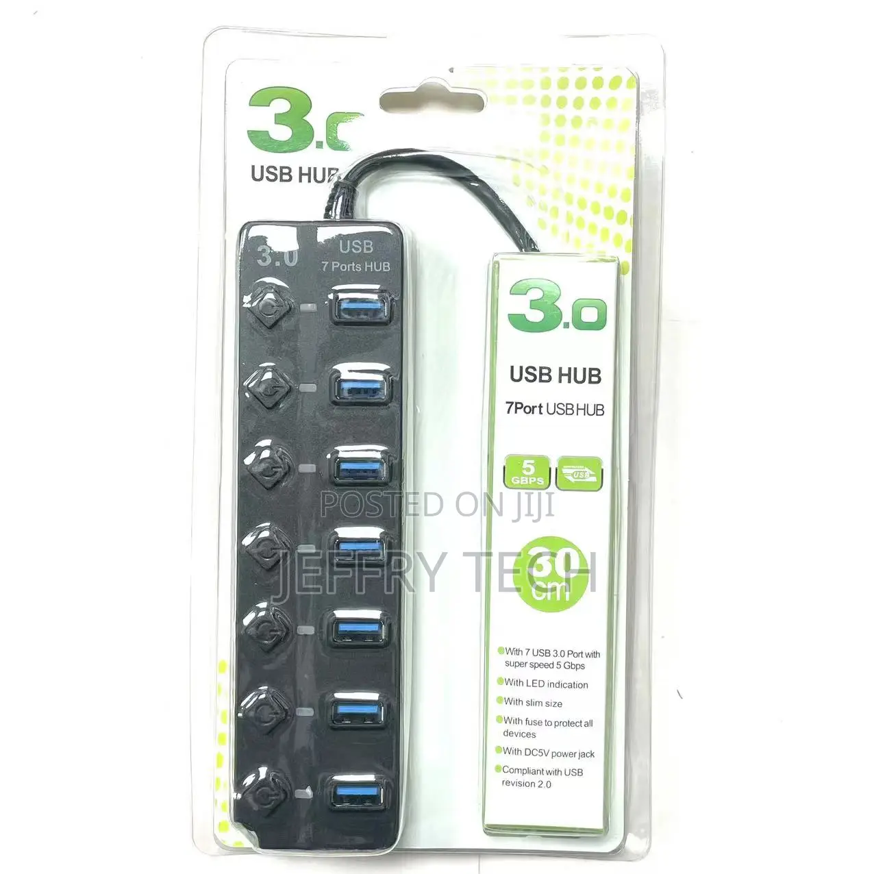 Diamond Button Usb3.0 Splitter Multi-Function 7-Port Hub Expansion Com