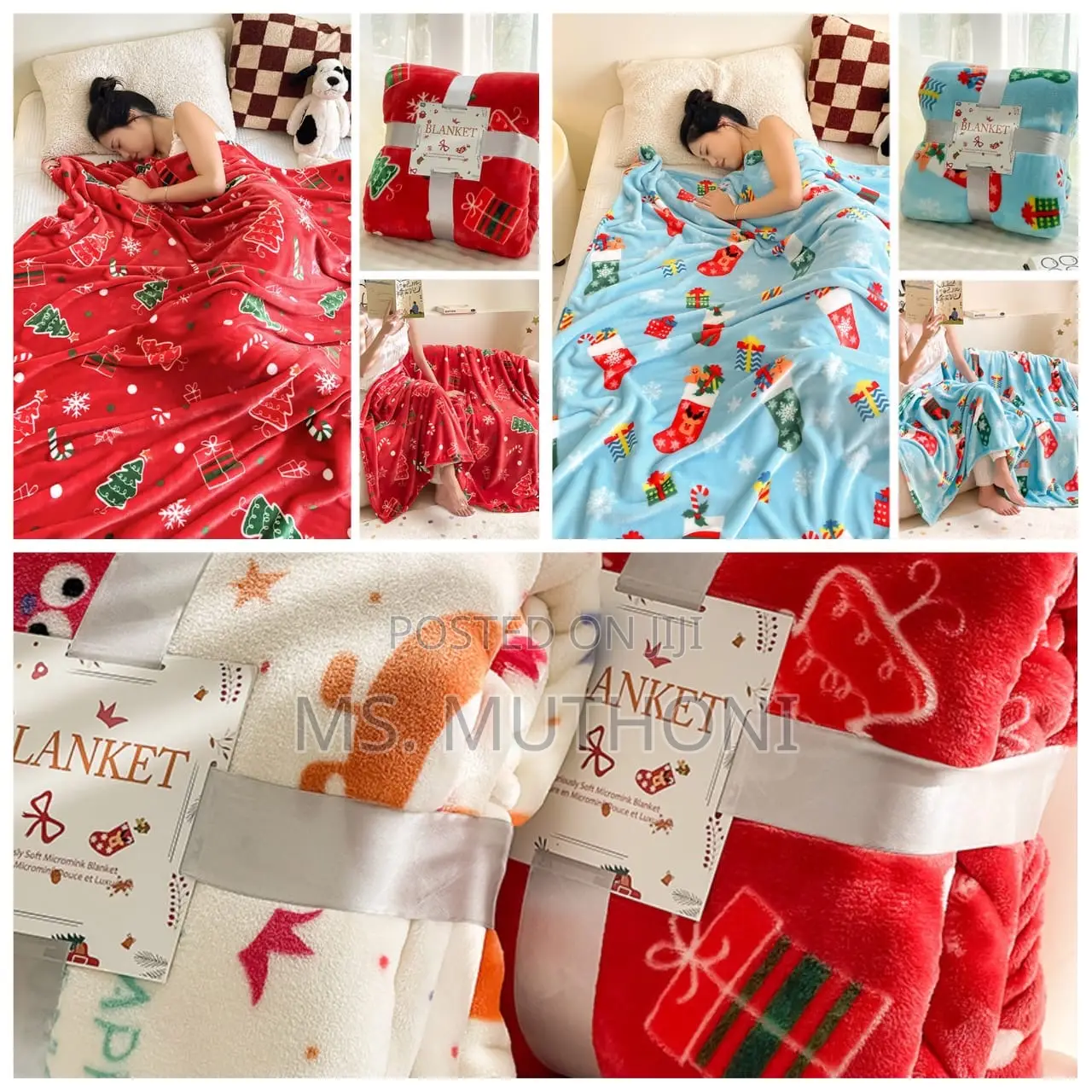 Christmas Fleece Throw Blankets Size: 100*180cm