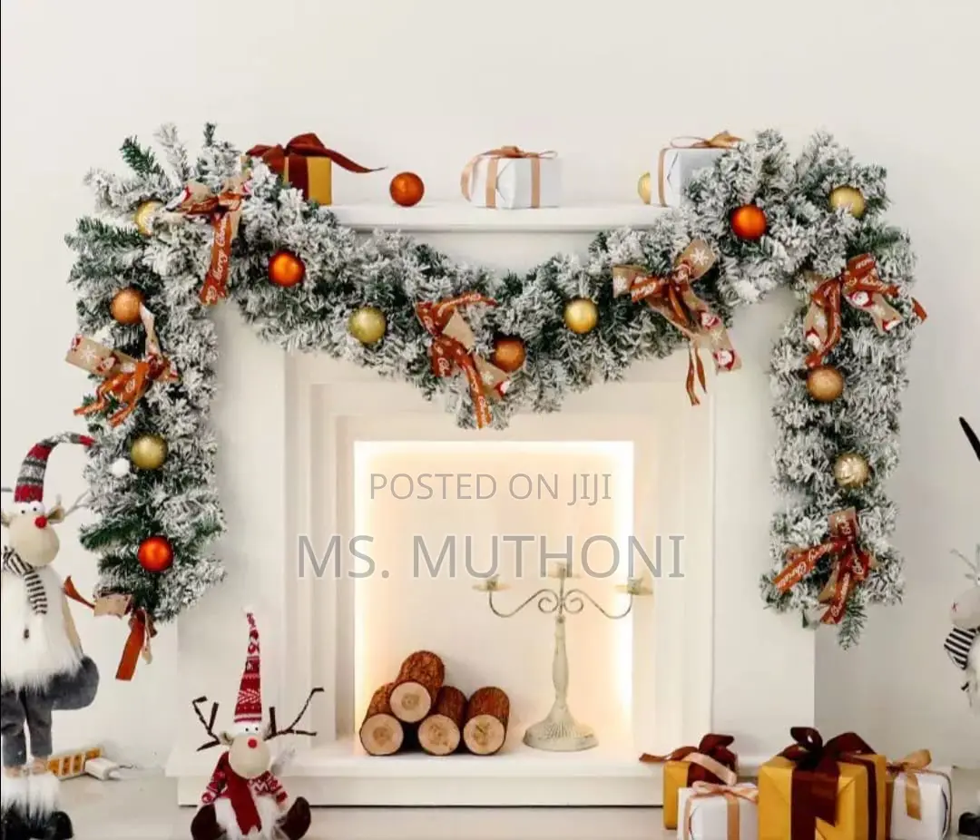 Christmas Garland With Ball Ornaments,Candy Canes, Eucalyptus Leaves