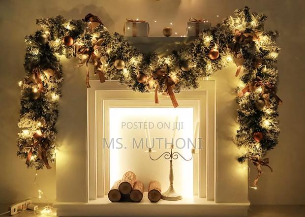 Christmas Garland With Ball Ornaments,Candy Canes, Eucalyptus Leaves