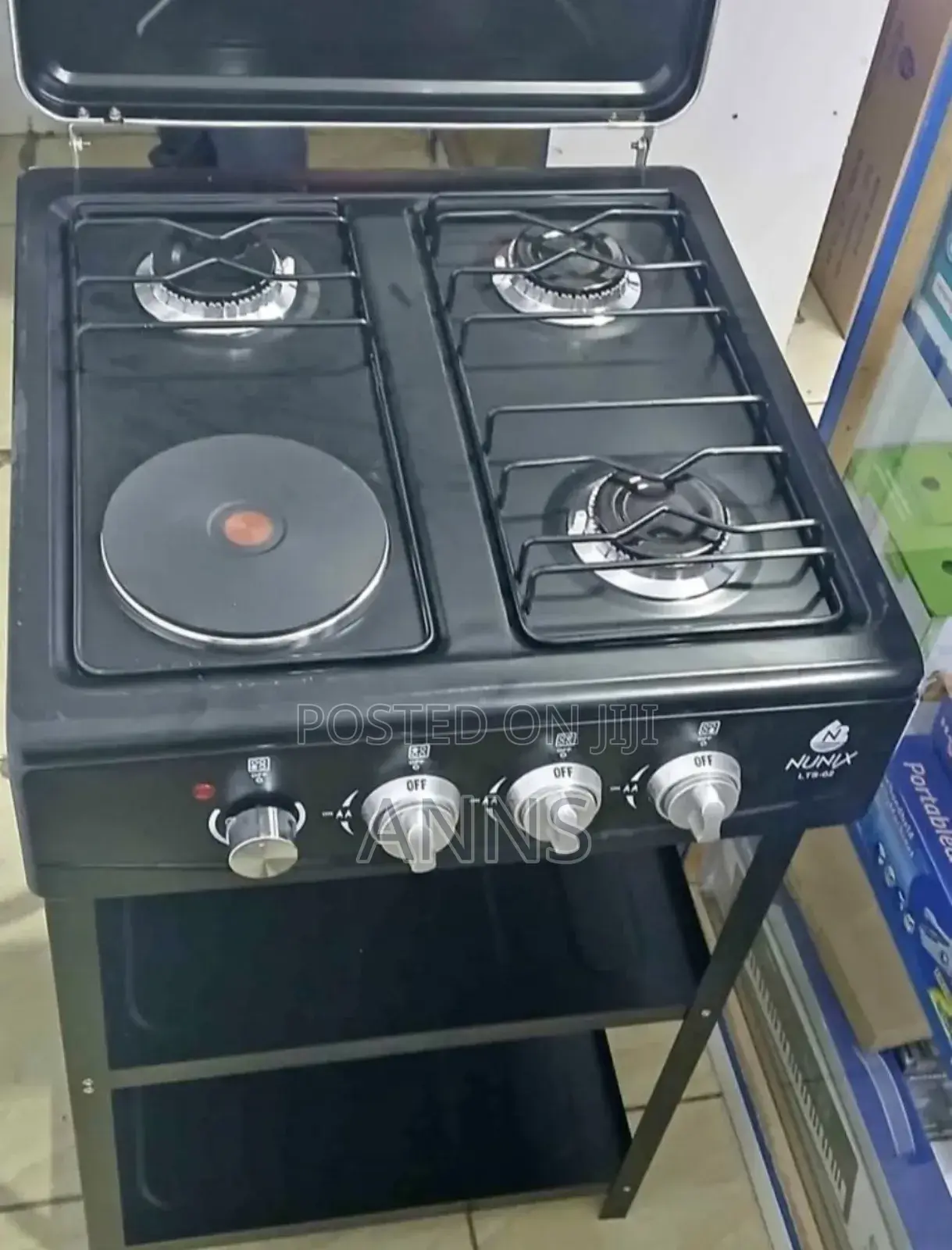 Nunix 3 Gas+1 Electric Standing Gas Cooker With Shelves Nu-,1