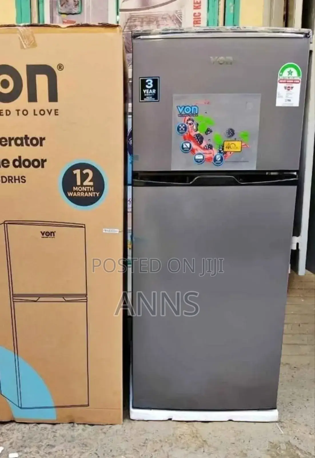 Von 175l Double Door Refrigerator (Grey Body)