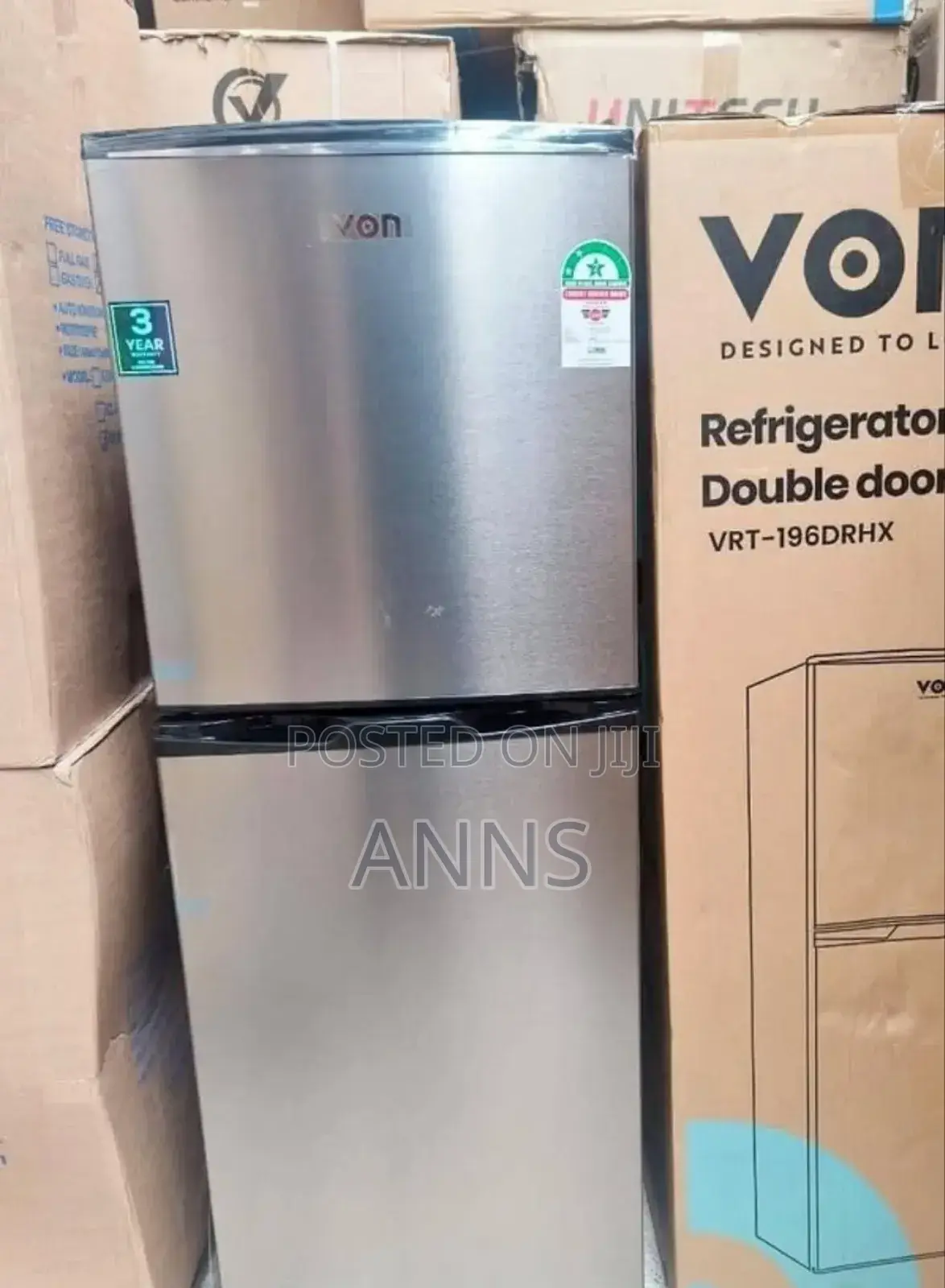 Von 195 Litres Two Door Refrigerator (Silver Body)