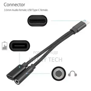 2-in-1 Usb Type C Adapter With 3.5mm Jack 20v 2.25a Output Otp Protec