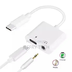 Dual Usb Type C Splitter 2-in-1 Audio Fast Charge 3.5mm Aux Headphone