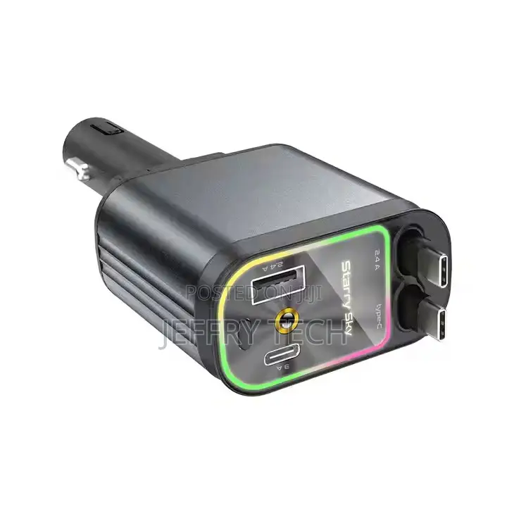 4-in-1 Car Charger With Dual Cables and Usb Adapter Fast Charging For