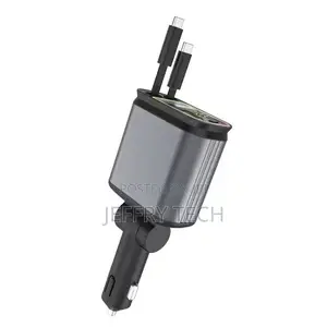 4-in-1 Car Charger With Dual Cables and Usb Adapter Fast Charging For
