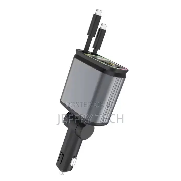 4-in-1 Car Charger With Dual Cables and Usb Adapter Fast Charging For