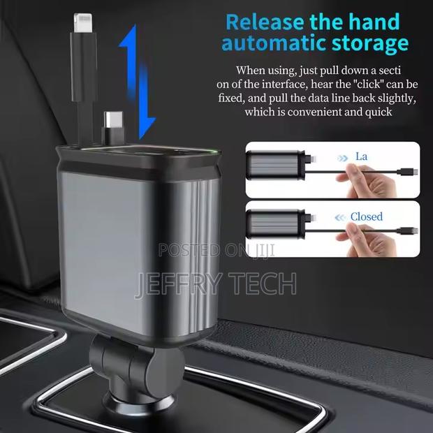 4-in-1 Car Charger With Dual Cables and Usb Adapter Fast Charging For - thumbnail 5