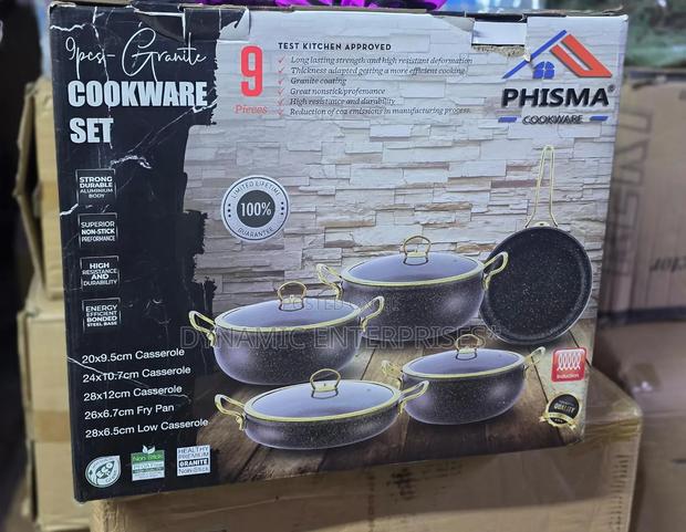 9 PCS Granite Cookware Set Phism Black and Cream White - main view
