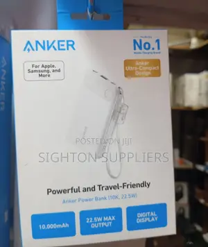 Anker Power Bank 10,000mah Portable Charger With Built-in Usb-C Cable