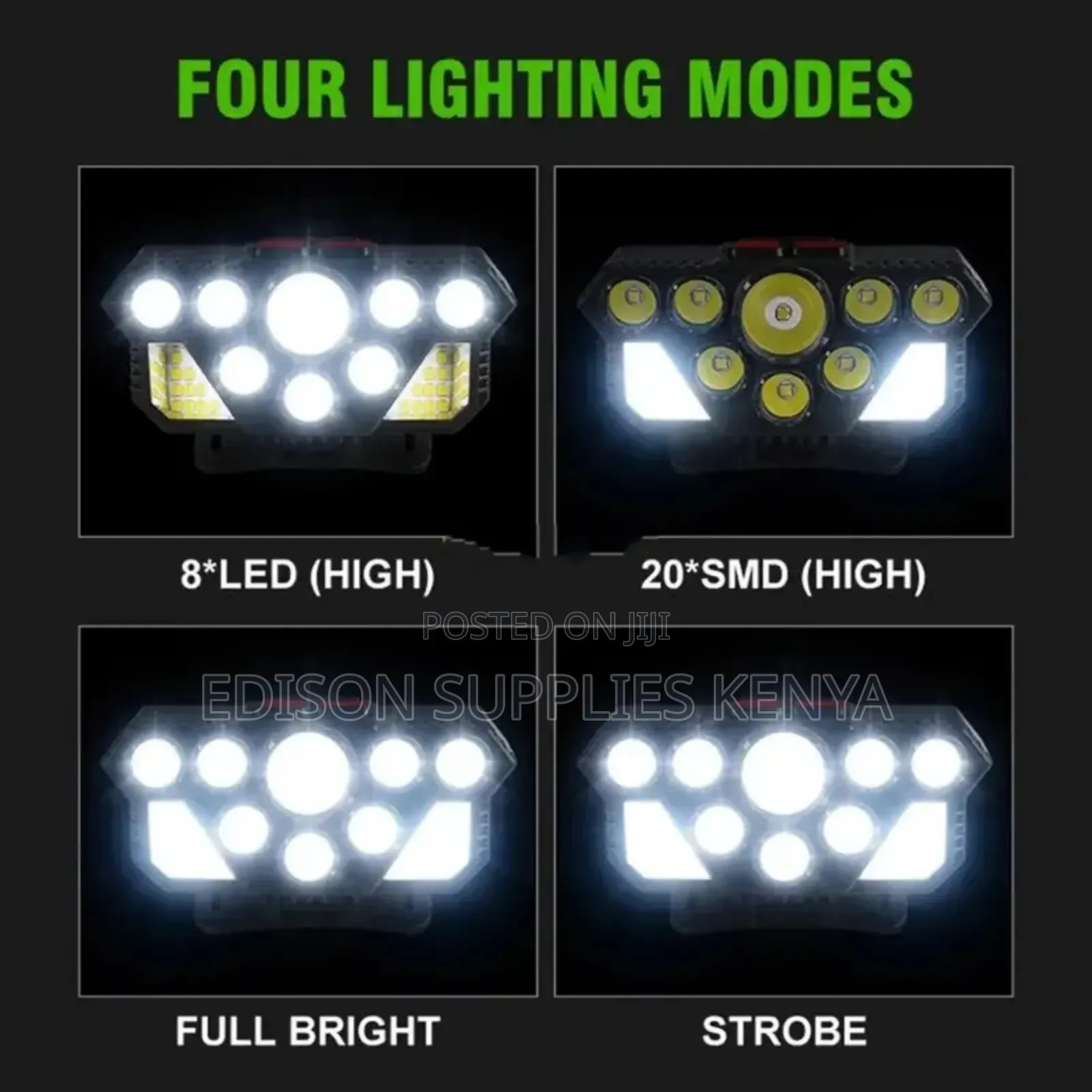 Headlamp Head Torch Camping Flashlight Rechargeable 8 Led Head Lamp